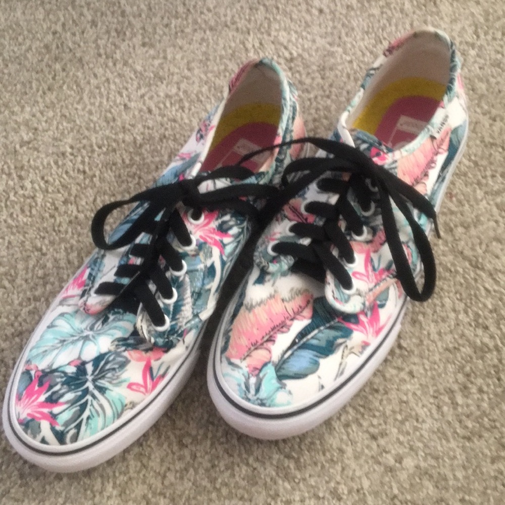 Women’s Vans with tropical pattern size 11